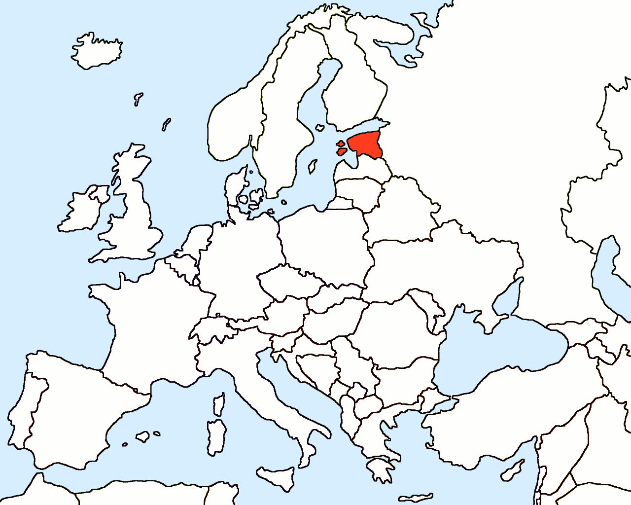 Эстония на карте Европы